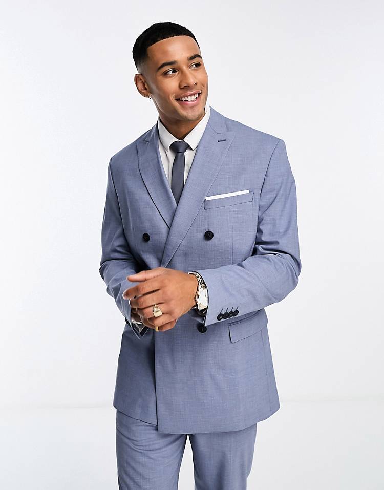 Selected Homme double breasted suit in blue